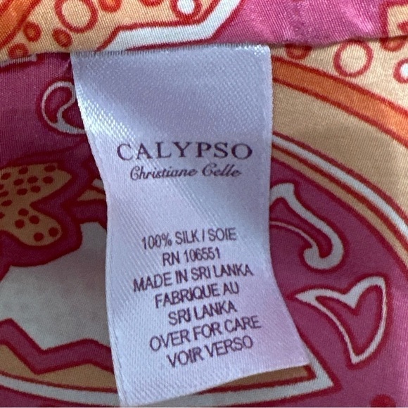 CALYPSO ST BARTH Orange pink Paisley Silk dress size small - Picture 8 of 9